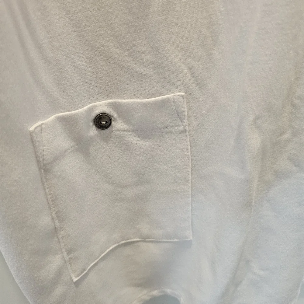 N Touch White Tunic Top 3X Plus Size 3/4 Sleeve Pockets Stretch Knit